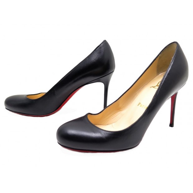 CHAUSSURES CHRISTIAN LOUBOUTIN FIFI ESCARPINS 37.5 EN CUIR NOIR PUMP SHOES 545€