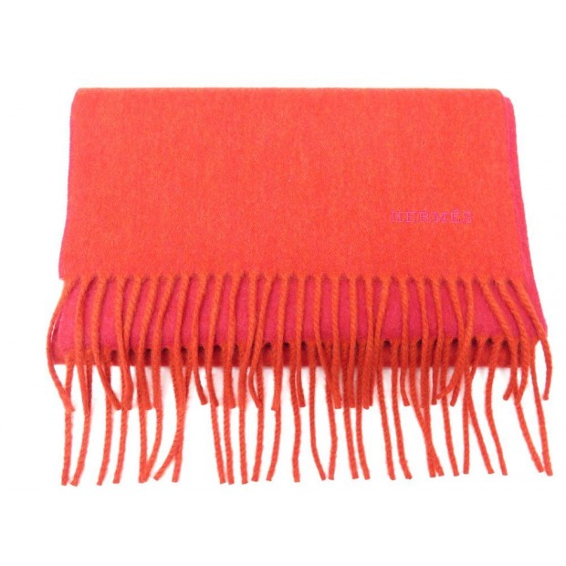 NEUF ECHARPE HERMES REVERSIBLE EN CACHEMIRE ROUGE ORANGE CASHMERE SCARF 445€