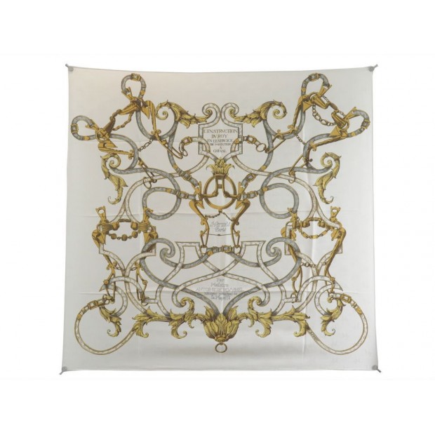 NEUF FOULARD HERMES L'INSTRUCTION DU ROY CARRE SOIE BROCHEE JACQUARD SCARF 360€