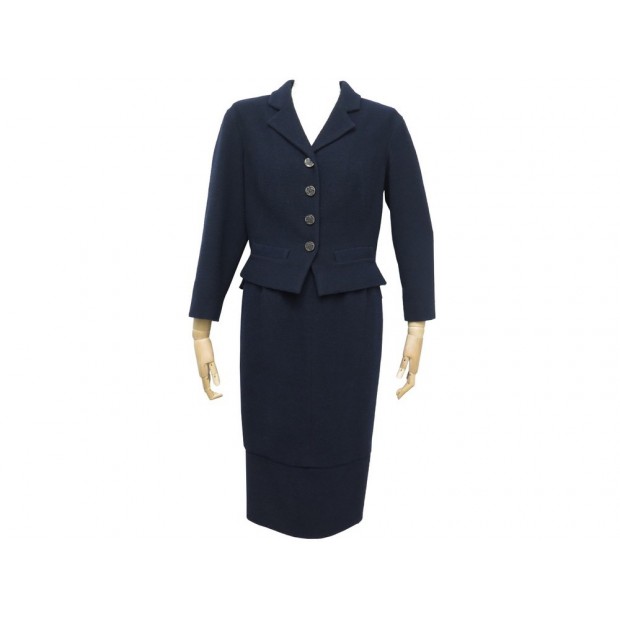 NEUF TAILLEUR CHANEL VESTE P42616 + JUPE P42611 T 40 38 M EN TWEED MARINE 6500€