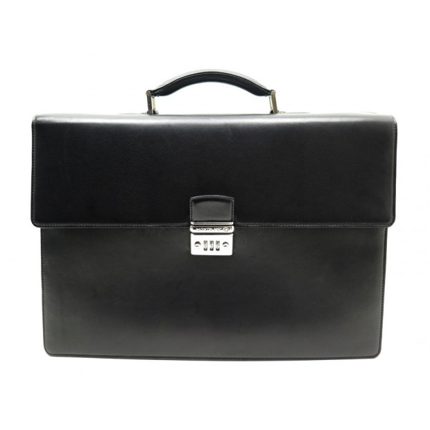 NEUF CARTABLE MONTBLANC EN CUIR NOIR BANDOULIERE 