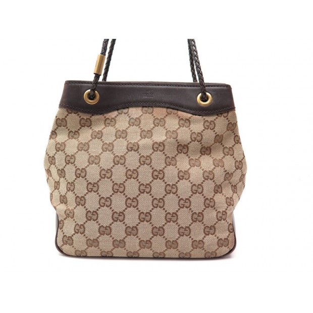 SAC A MAIN GUCCI 109143 CABAS S 21 CM TOILE MONOGRAMMEE CUIR TOTE BAG PURSE 870€