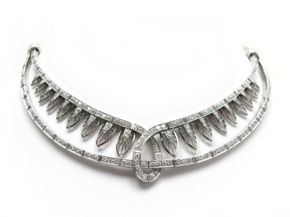 collier riviere 253 diamants 5.7 carat or blanc 65 gr