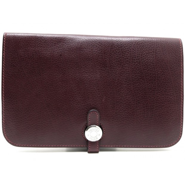 PORTEFEUILLE HERMES DOGON DUO EN CUIR TOGO BORDEAUX + POCHETTE WALLET 1500€