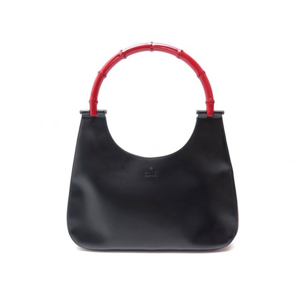 SAC A MAIN GUCCI BAMBOO 001-3739 EN CUIR NOIR BLACK LEATHER HOBO HAND BAG 1200€