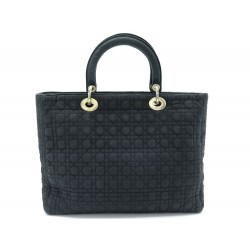 SAC A MAIN CHRISTIAN DIOR LADY DIOR GM EN TOILE A CANNAGE BLEU BAG PURSE 1500€