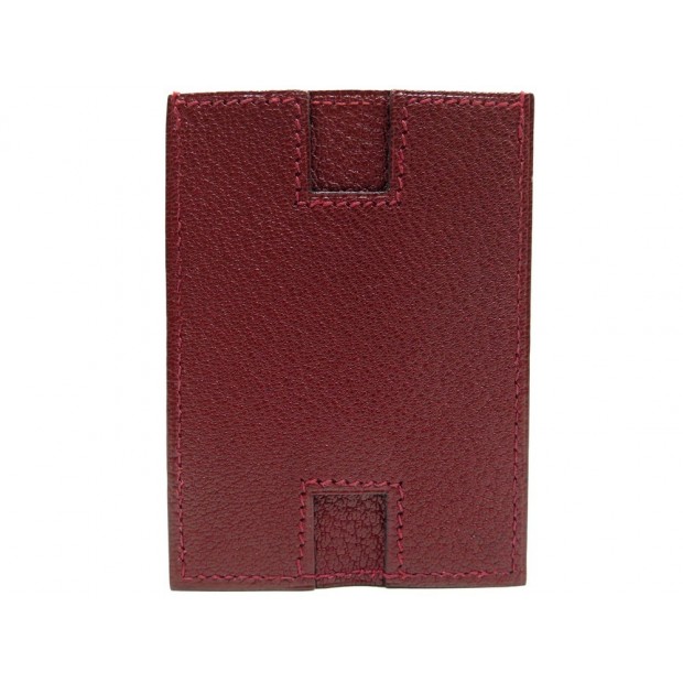 NEUF PORTE CARTES HERMES DOUBLE H CUIR CHEVRE MYSORE BORDEAUX CARD HOLDER 450€