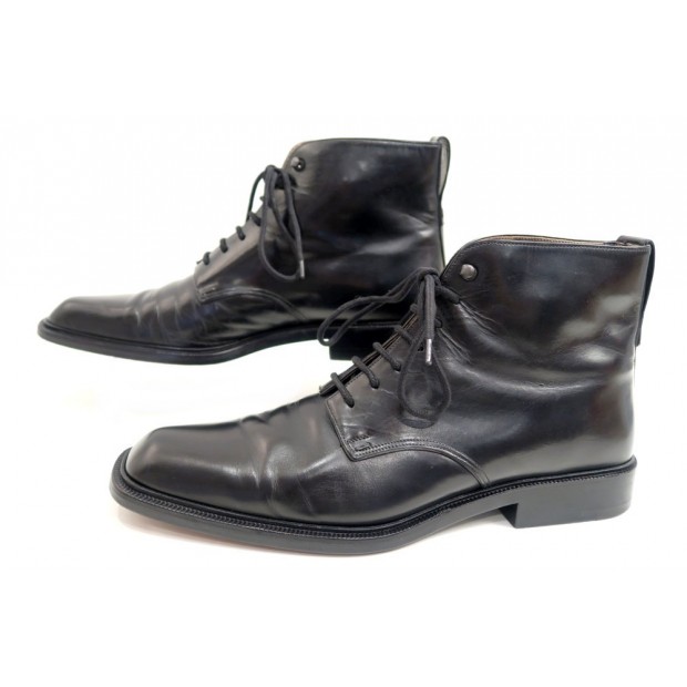 CHAUSSURES LOUIS VUITTON BOTTINES 8.5 42.5 43 BOTTILLONS EN CUIR NOIR SHOES 870