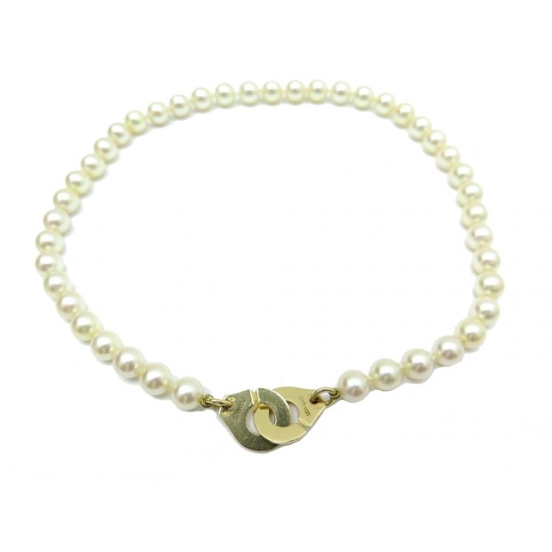 COLLIER DINH VAN PERLES & MENOTTES R18 OR JAUNE 18K 39 CM CHOKER PEARL NECKLACE