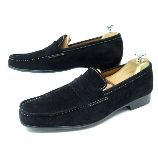 CHAUSSURES JM WESTON 625 MOCASSINS 8.5D 42.5 SUEDE NOIR BOITE SHOES LOAFERS 495€