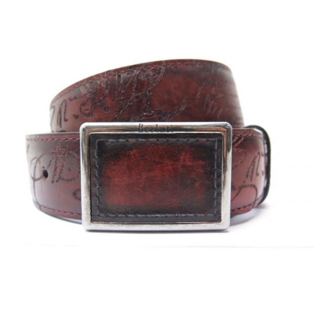 NEUF CEINTURE BERLUTI SCRITTO CUIR PATINE 