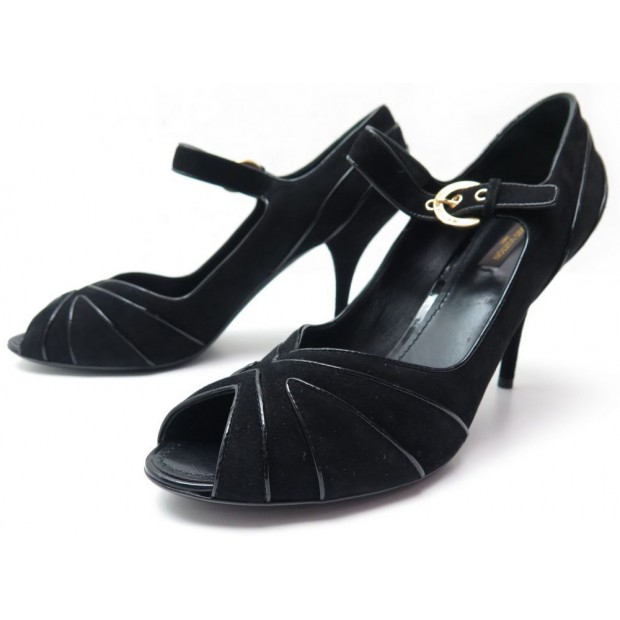 NEUF CHAUSSURES LOUIS VUITTON ESCARPINS 41 EN VEAU VELOURS NOIR PUMP SHOES 660€