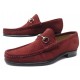 NEUF CHAUSSURES GUCCI MOCASSINS MORS 115763 37.5 DAIM ROUGE HORSEBIT SHOES 495€