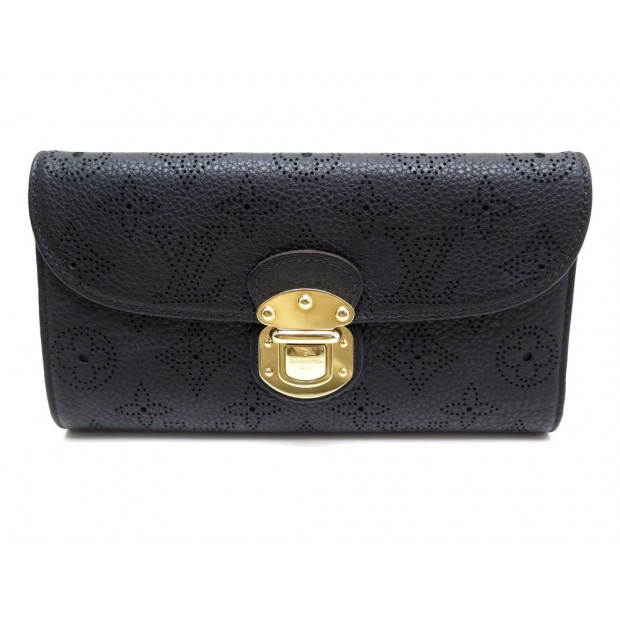 PORTEFEUILLE LOUIS VUITTON AMELIA CUIR MONOGRAM MAHINA NOIR MONNAIE WALLET 980€