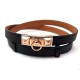 NEUF CEINTURE HERMES RIVALE T 100 BOUCLE MEDOR OR ROSE CUIR EPSOM NOIR BELT 840€