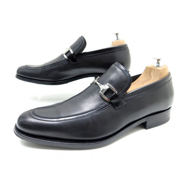 SERVICE AUTHENTICITE : CHAUSSURES MOCASSINS GUCCI CUIR NOIR 43 