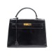 VINTAGE SAC A MAIN HERMES KELLY 33 SELLIER EN CUIR BOX NOIR BLACK HAND BAG 7700€