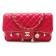 SAC A MAIN CHANEL TIMELESS CHARMS CUIR MATELASSE ROUGE FRAMBOISE PURSE 5500€