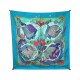 FOULARD HERMES GRANDS FONDS CARRE EN SOIE BLEU POISSONS 