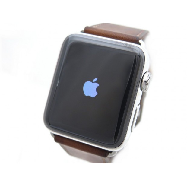 MONTRE CONNECTEE HERMES APPLE WATCH SERIE 2 42 MM ACIER CUIR + BOITE STEEL 985€