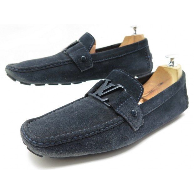 CHAUSSURES LOUIS VUITTON MONTE CARLO MOCASSINS 9 43 DAIM BLEU LOAFER SHOES 500€