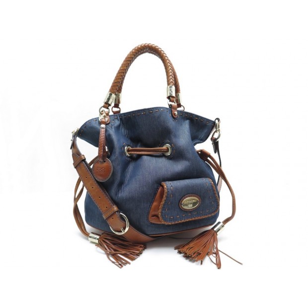  SAC LANCEL PREMIER FLIRT TOILE ET CUIR BLEU 