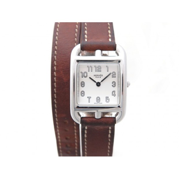 MONTRE HERMES CAPE COD CC1.210 PM QUARTZ ACIER CUIR BARENIA WATCH BOITE 2350€