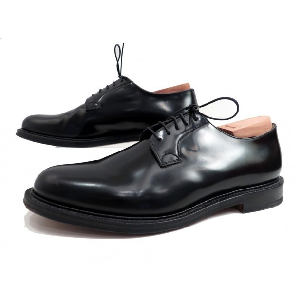 NEUF CHAUSSURES CHURCH'S SHANNON DERBY 10.5F 44.5 EN CUIR NOIR EMBAUCHOIRS 775