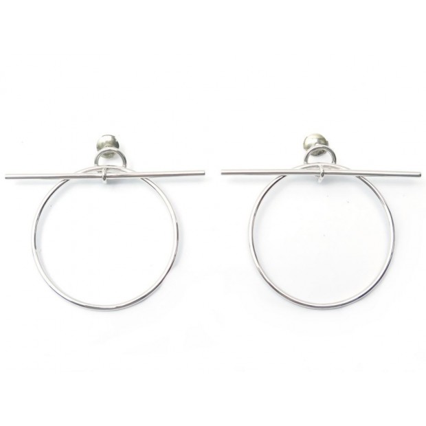 NEUF BOUCLES D OREILLE HERMES LOOP ARGENT MASSIF 