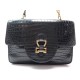 VINTAGE SAC A MAIN HERMES PORTE EPAULE EN CUIR DE CROCODILE NOIR LEATHER HANDBAG