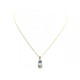 COLLIER EN OR JAUNE 3 GR PENDENTIF GOUTE AIGUE MARINE DIAMANTS NECKLACE DIAMOND