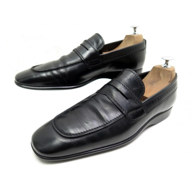 CHAUSSURES LOUIS VUITTON MOCASSINS 8 42 CUIR NOIR + SAC BLACK LEATHER SHOES 650€