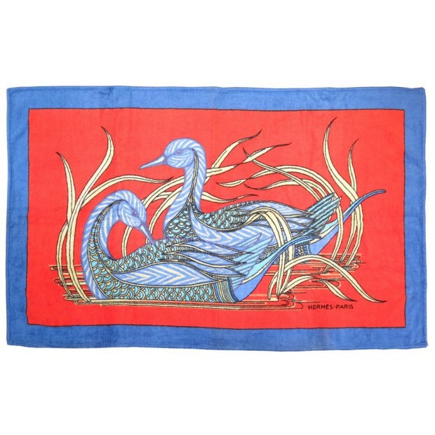 TAPIS DE PLAGE HERMES LA MARE AUX CANARDS SERVIETTE DRAP BAIN BEACH TOWEL 430€