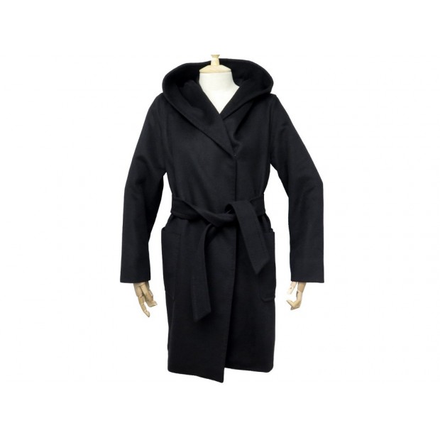 NEUF MANTEAU MAX MARA RIALTO COAT 10861969 T 42 L EN LAINE DE CHAMEAU NOIR 2600€