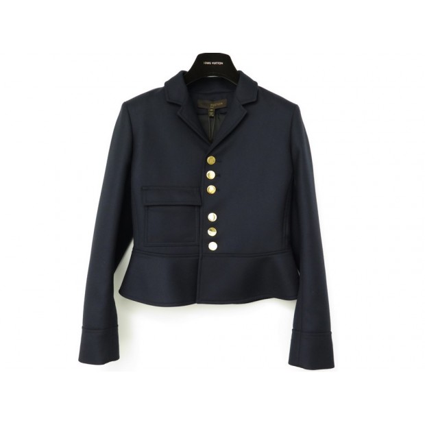 NEUF VESTE LOUIS VUITTON PEPLUM JACKET T 40 M EN LAINE BLEU BLOUSON COAT 1500€