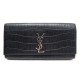 SAC POCHETTE A MAIN SAINT LAURENT KATE 326079 CUIR FACON CROCO NOIR CLUTCH 1350€