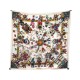FOULARD HERMES KACHINAS KERMIT OLIVER CARRE EN SOIE BLANC WHITE SILK SCARF 360€