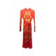 ROBE HERMES MORS ROUGE & OR EN SOIE MANCHES LONGUES HORSE BIT SILK DRESS 2900€