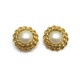 VINTAGE BOUCLES D'OREILLES CHANEL EN METAL DORE ET PERLES GOLDEN EARRINGS 340€