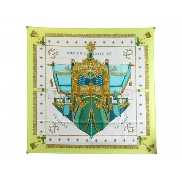 NEUF FOULARD HERMES VUE DU CARROSSE DE LA GALERE LA REALE CARRE SOIE SCARF 360€