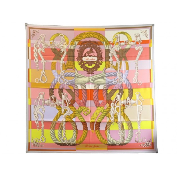 NEUF FOULARD HERMES DELLA CAVALLERIA CARRE 90 EN SOIE MULTICOLORE SCARF SILK 360