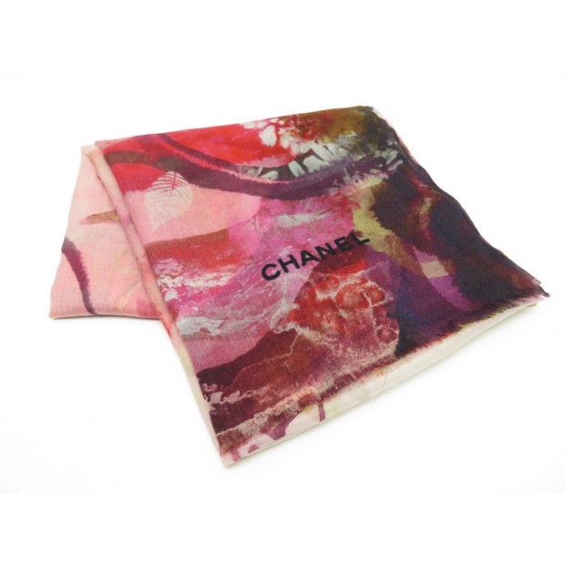 NEUF CHALE CHANEL EN CACHEMIRE 100x200 CM MULTICOLORE FOULARD SHAWL SCARF 1800€