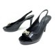 NEUF CHAUSSURES CHANEL G26717 ESCARPINS 40 NOEUD DORE CUIR NOIR PERFORE SAC 650€