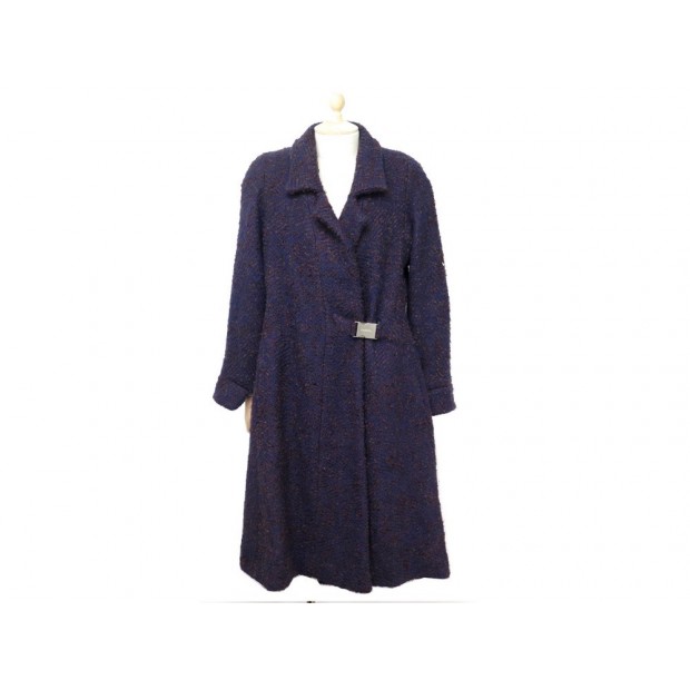 NEUF MANTEAU CHANEL 208904 T36 S EN TWEED BLEU ET MARRON LAINE WOOL COAT 6500 