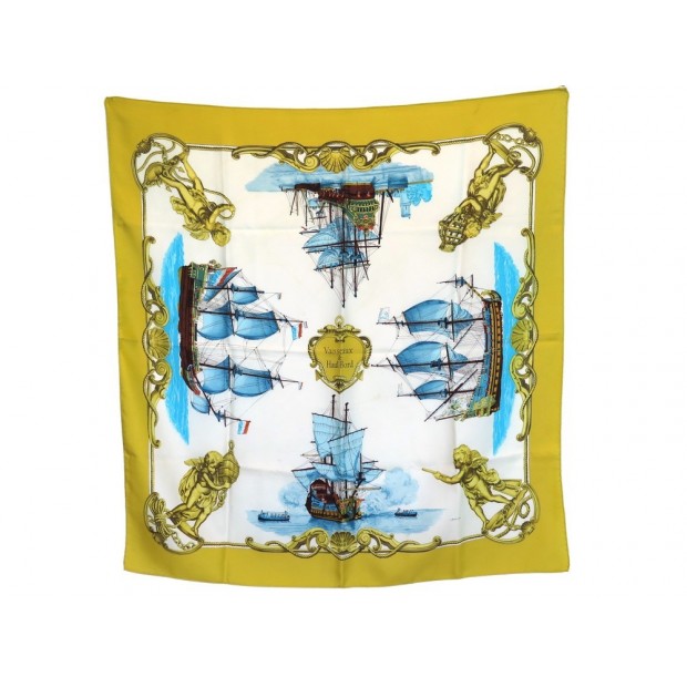 FOULARD HERMES VAISSEAUX DE HAUT BORD PHILIPPE LEDOUX CARRE SOIE SILK SCARF 360€