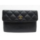 PORTE MONNAIE CHANEL CC 14CM CUIR NOIR MATELASSE WALLET BLACK LEATHER PURSE 770