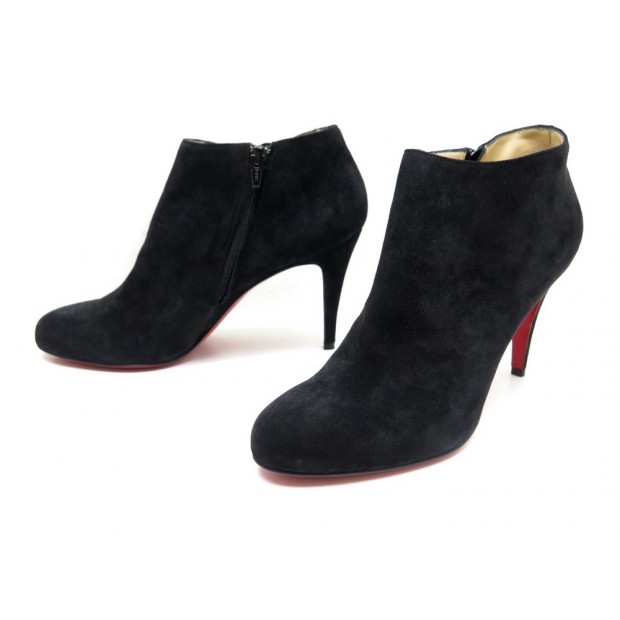 NEUF BOTTINES CHRISTIAN LOUBOUTIN BELLE 40 VELOURS NOIR + BOITE PUMP SHOES 725€