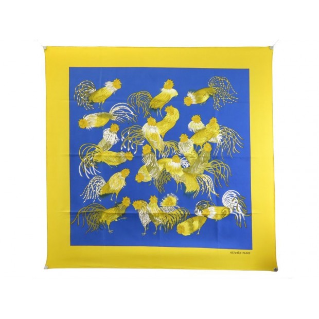 NEUF VINTAGE FOULARD HERMES JEUNES COQS 1966 CARRE EN SOIE NEW SILK SCARF 360€