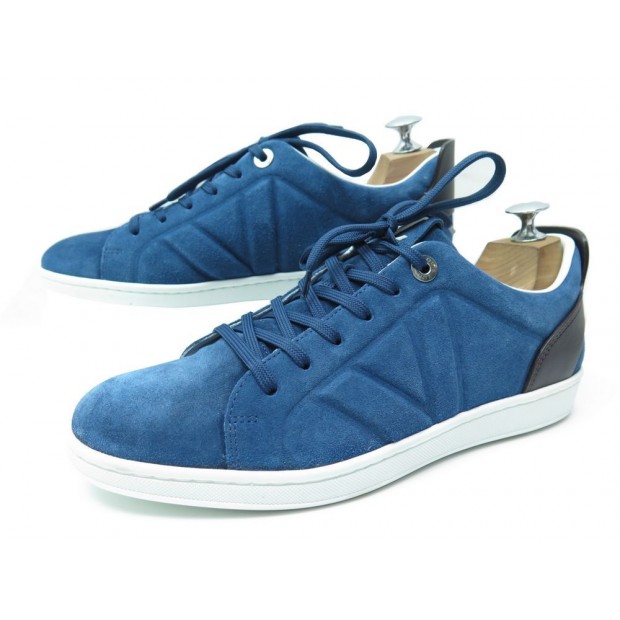 NEUF CHAUSSURES LOUIS VUITTON FUSELAGE SNEAKERS 6 40 DAIM BLEU BLUE SHOES 615*