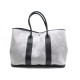 SAC HERMES GARDEN PARTY 50 CM TOILE GRISE CUIR NOIR